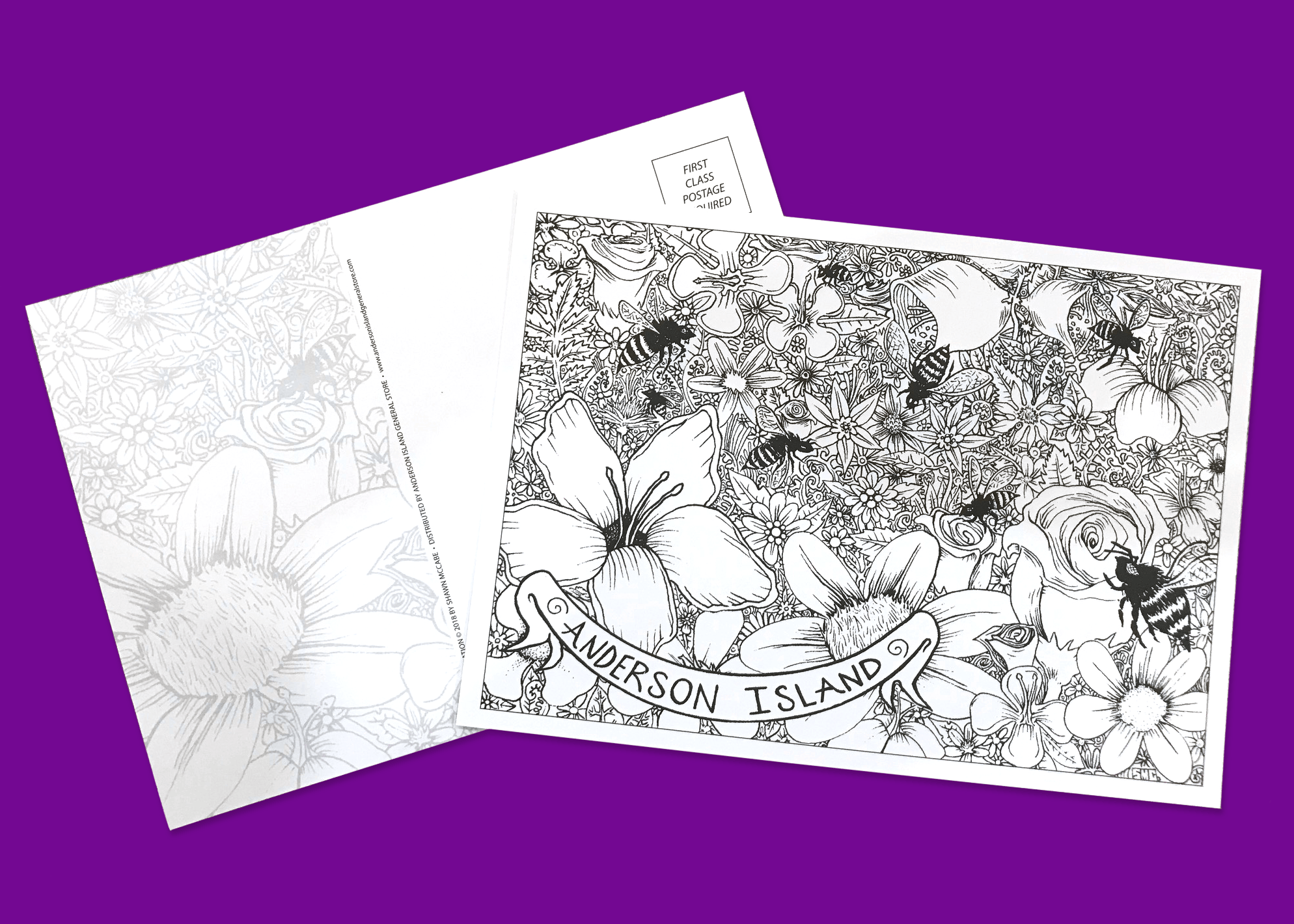 Bees - Greeting Card and Postcard by Anderson Island artist Shawn McCabe